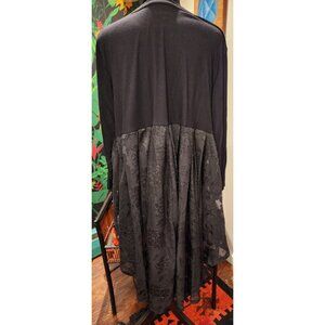 Roaman's Black High-Low Tunic Top With Sheer Lace Back Panel Womens Size L 18/20